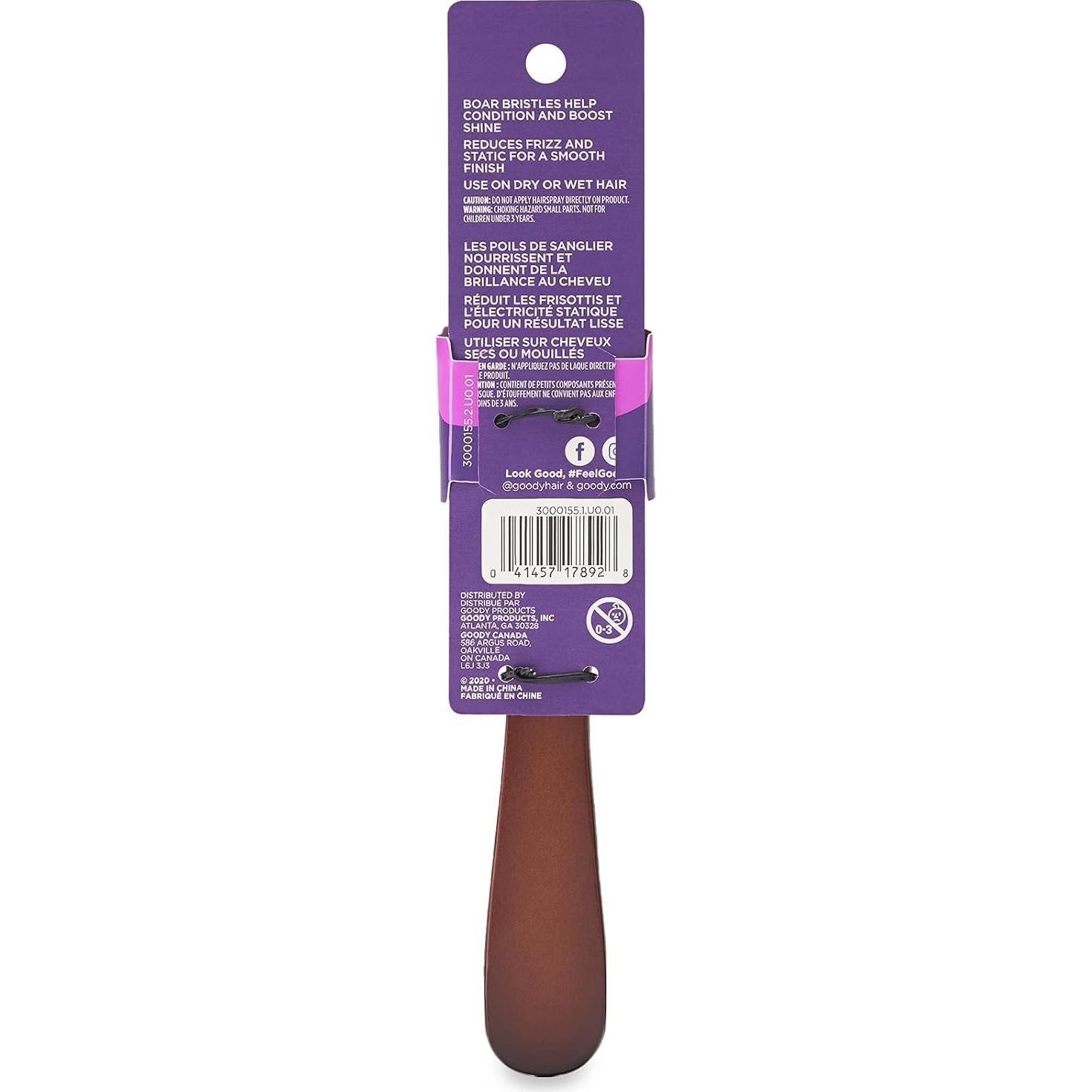 Cepillo de Cabello Goody de Madera con Cerdas de Jabalí Natural