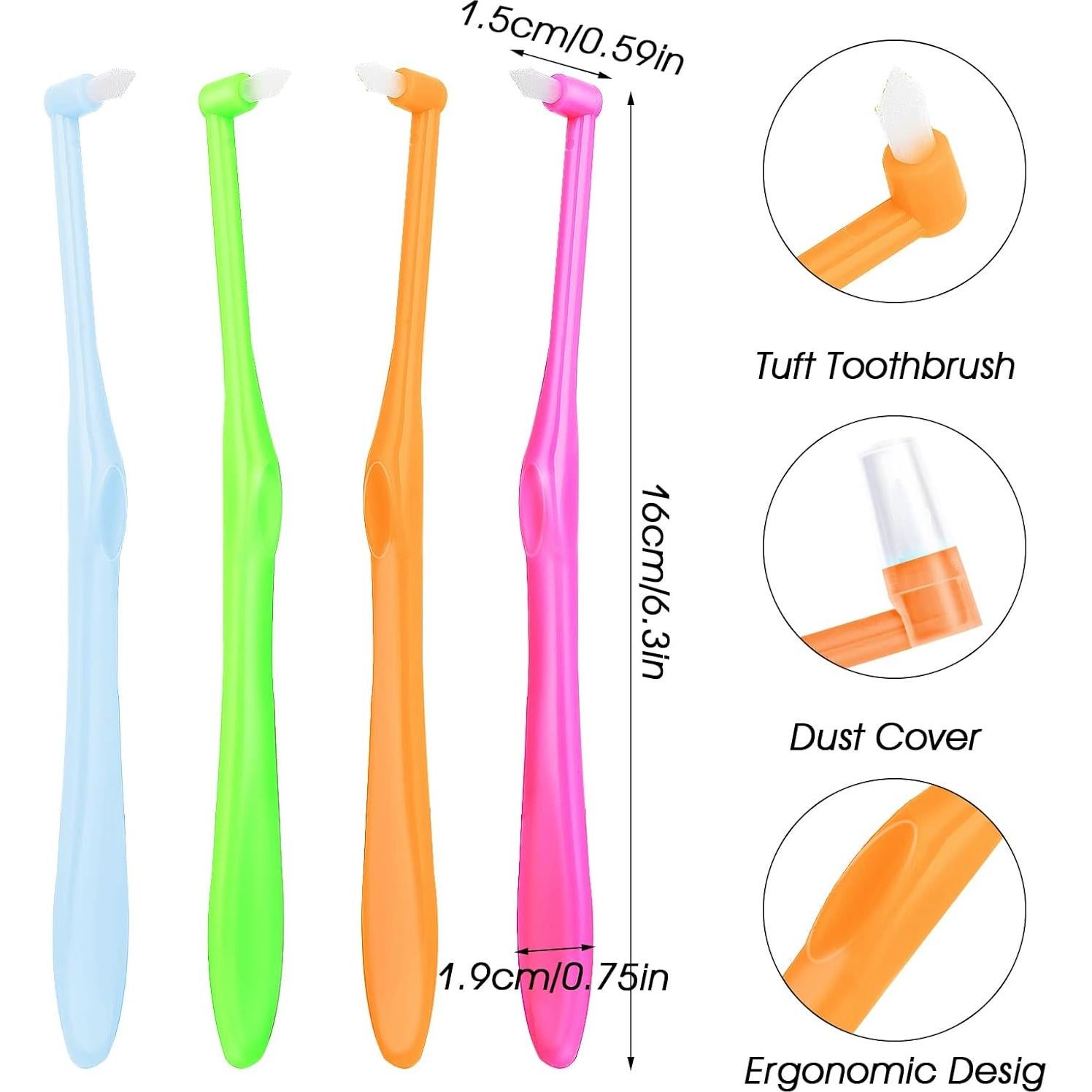Cepillo de Dientes Ouligay 4 Piezas Punta Final Ortodóntico