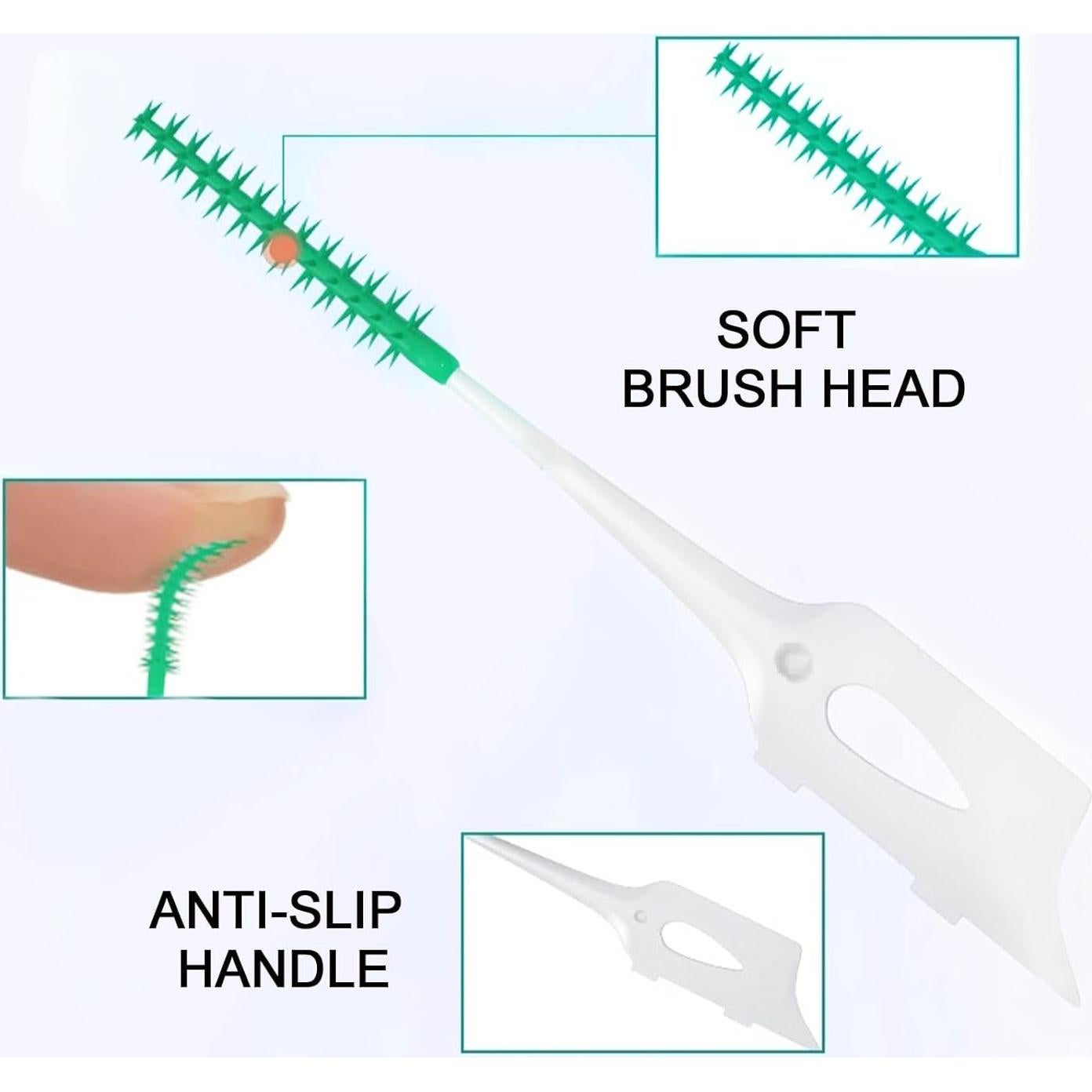 300 Cepillos Interdentales Maoerdental Silicona Suave Verde/Azul