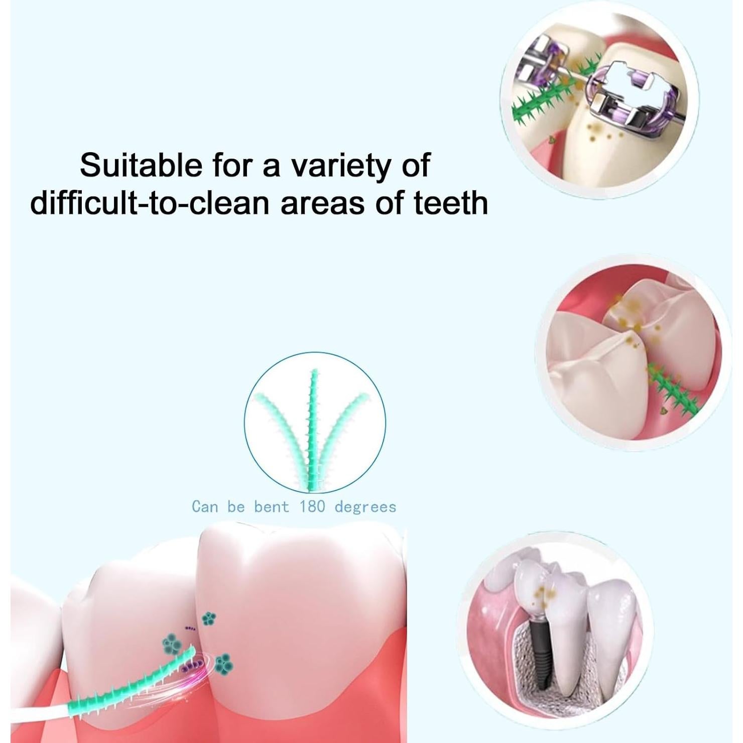 300 Cepillos Interdentales Maoerdental Silicona Suave Verde/Azul