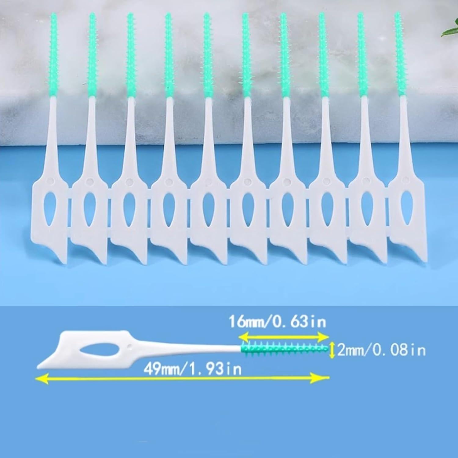 300 Cepillos Interdentales Maoerdental Silicona Suave Verde/Azul