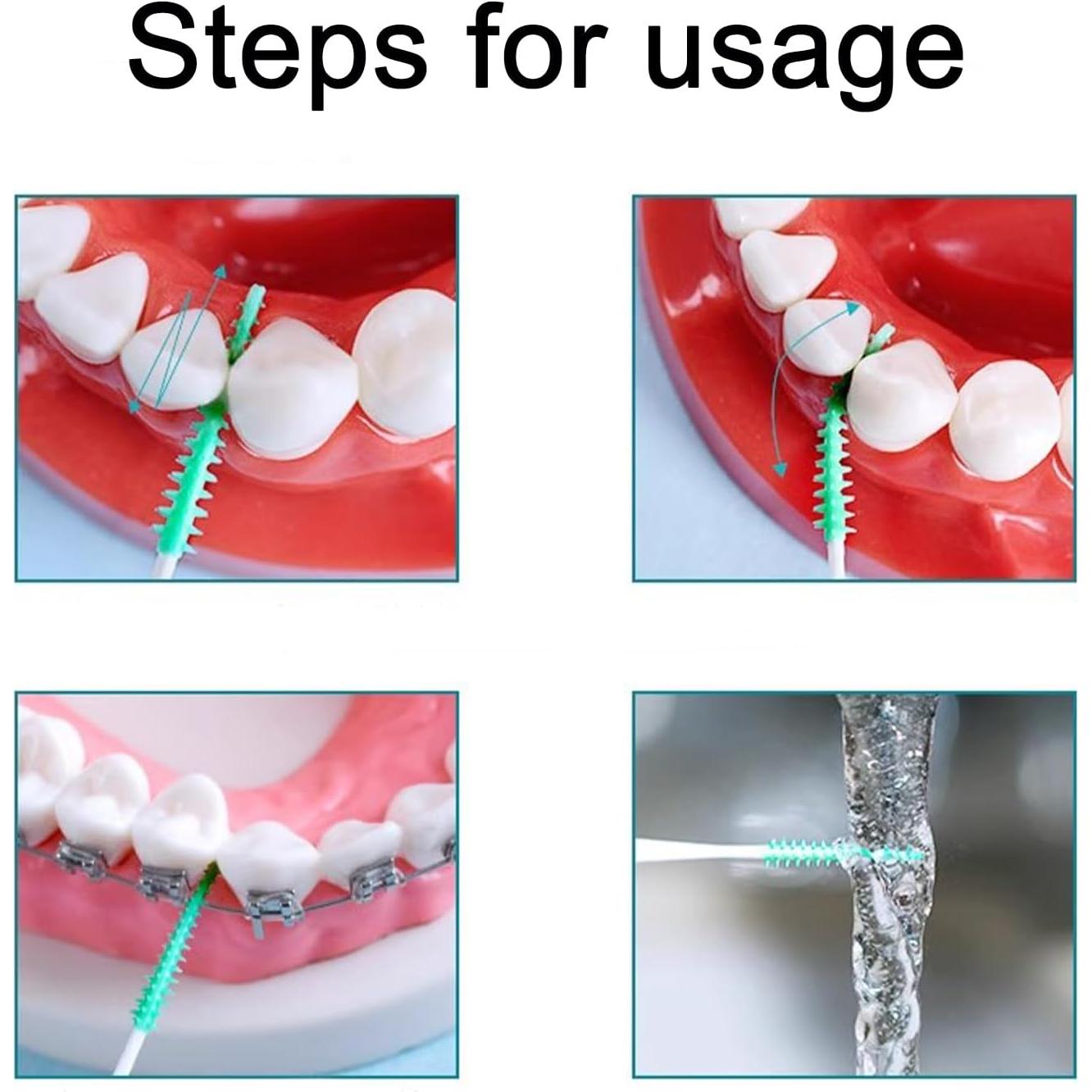 300 Cepillos Interdentales Maoerdental Silicona Suave Verde/Azul