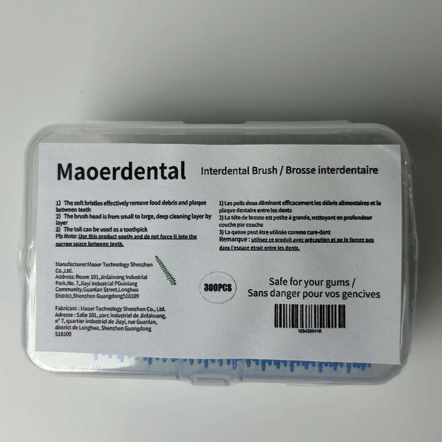 300 Cepillos Interdentales Maoerdental Silicona Suave Verde/Azul