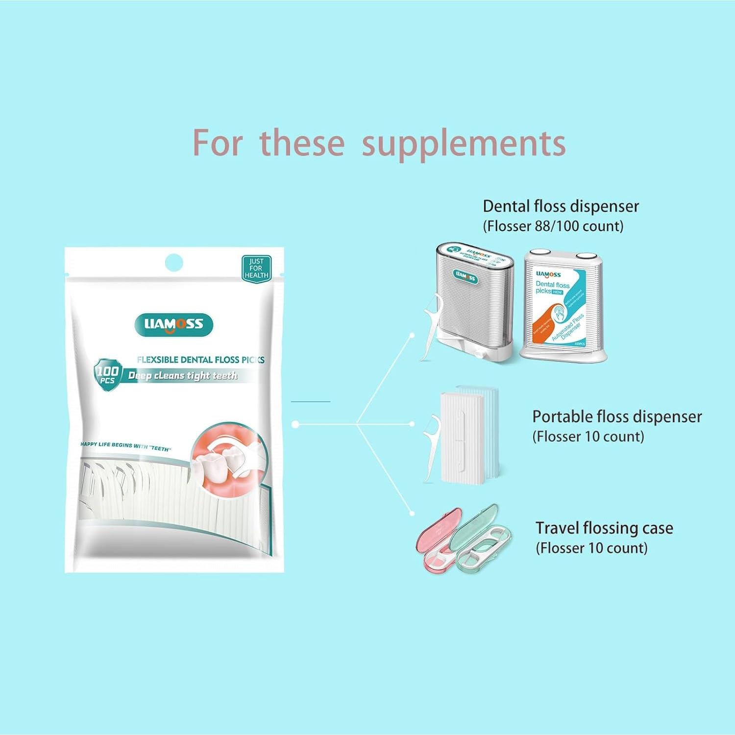 Palillos de Hilo Dental LIAMOSS 520 Unidades con Dispensador