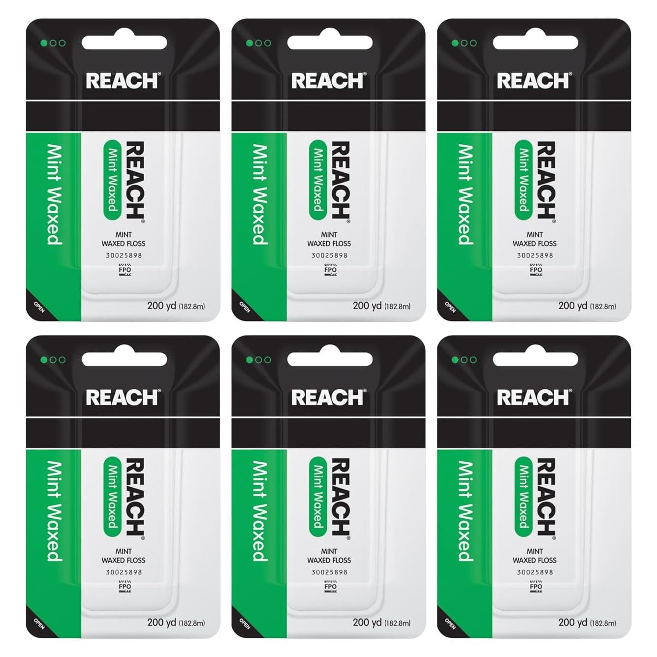 Hilo Dental Cerado REACH Menta 182.88 m Paquete de 6