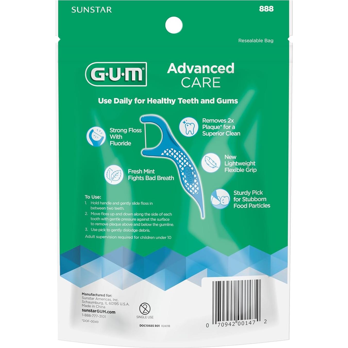 Hilos Dentales GUM Advanced Care con Vitamina E y Menta - 150 Unidades