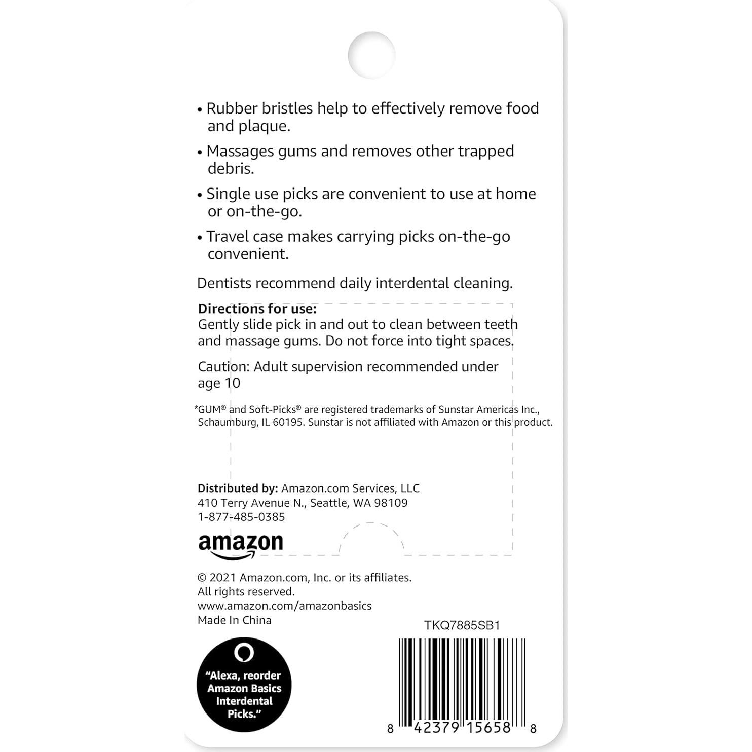 Palillos Interdentales Amazon Basics - 100 Unidades, Goma Flexible