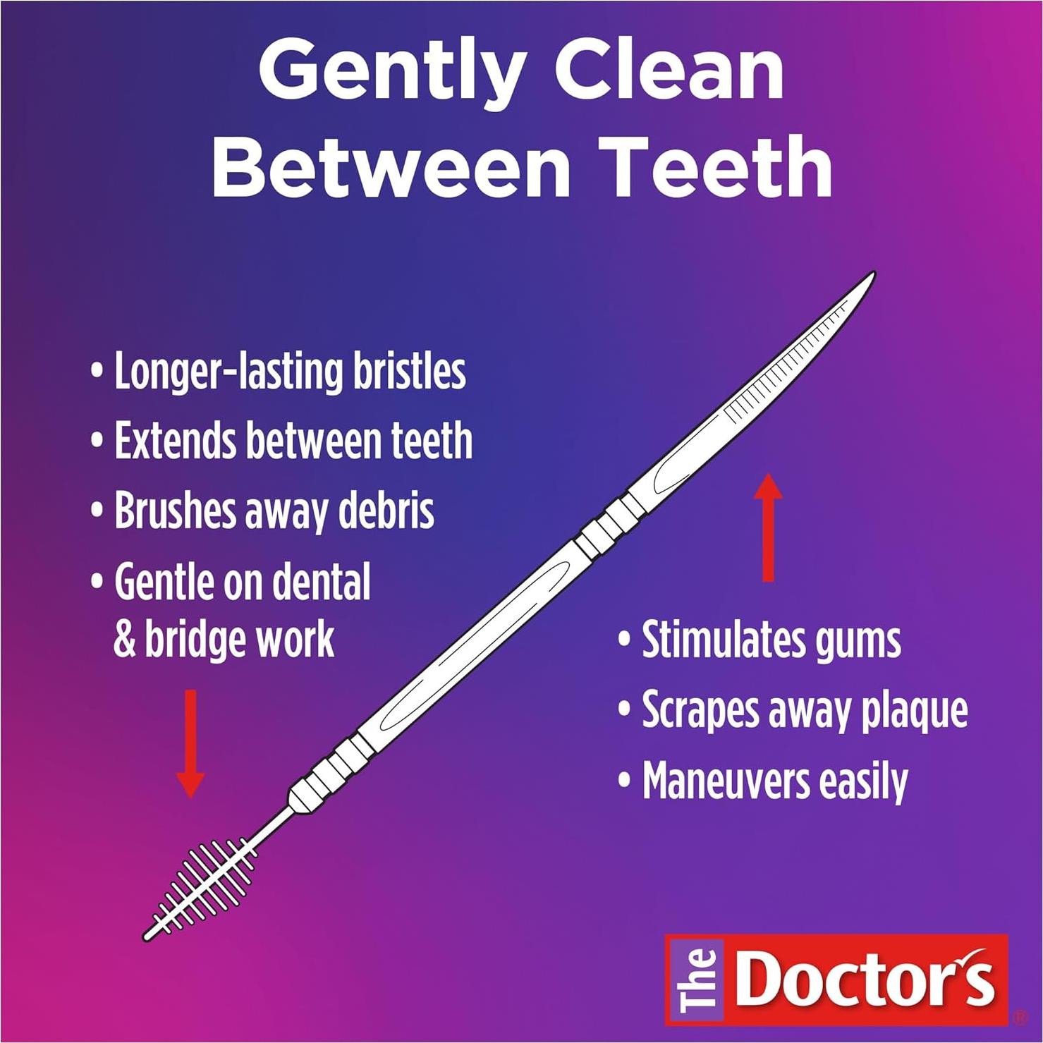 The Doctor's BrushPicks, Interdental Brushes and Dental Pick 2-in-1, Plaque Remover for Teeth, 120 Toothpicks, 1 Pack