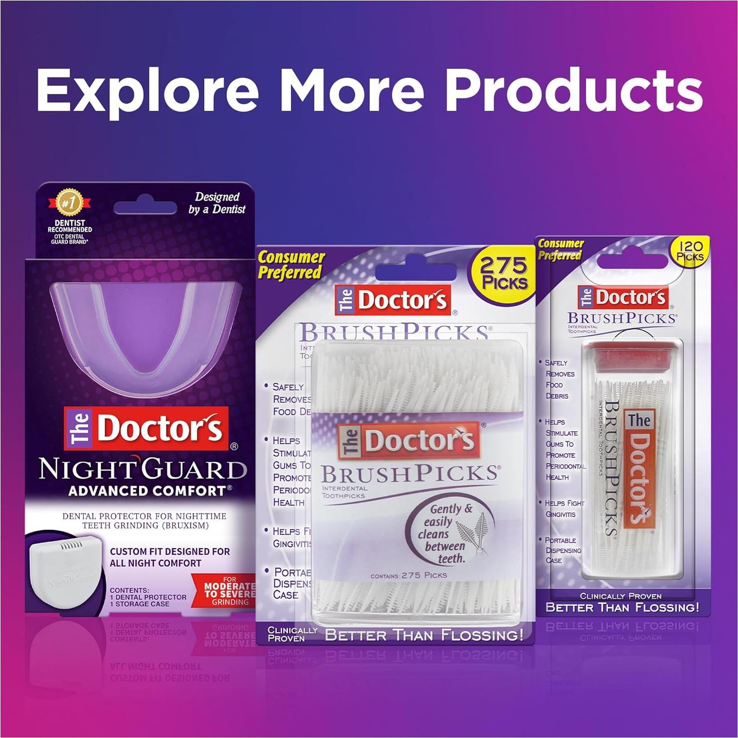 The Doctor's BrushPicks, Interdental Brushes and Dental Pick 2-in-1, Plaque Remover for Teeth, 120 Toothpicks, 1 Pack