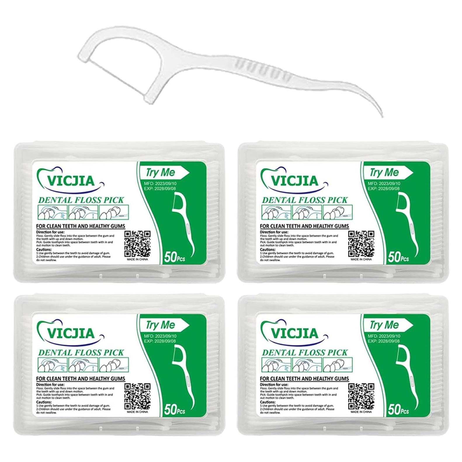 Palillos de Hilo Dental VICJIA 200 Unidades Sin Sabor