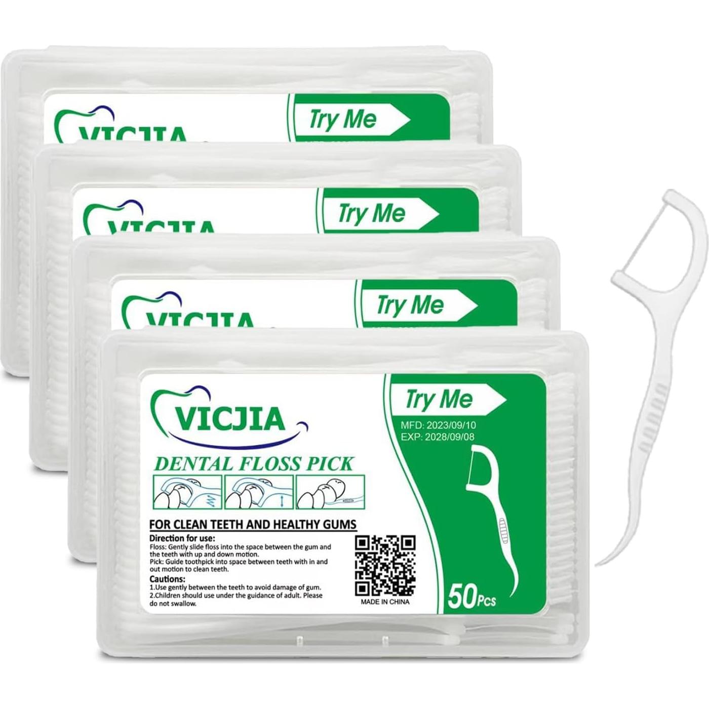 Palillos de Hilo Dental VICJIA 200 Unidades Sin Sabor