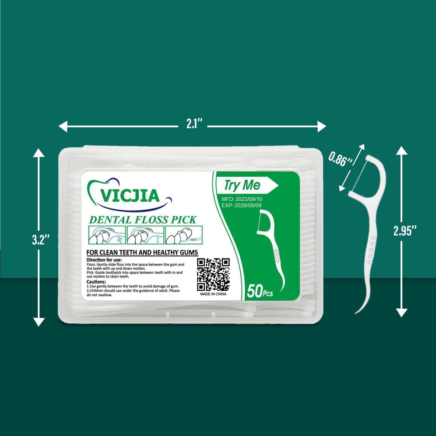 Palillos de Hilo Dental VICJIA 200 Unidades Sin Sabor