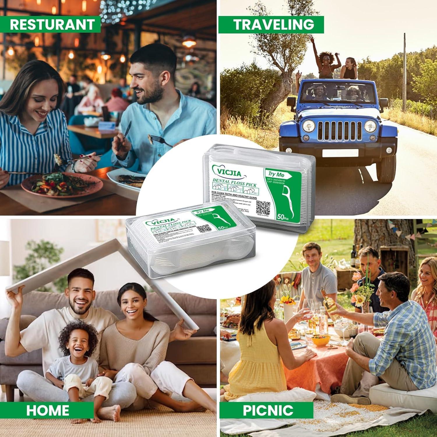 Palillos de Hilo Dental VICJIA 200 Unidades Sin Sabor