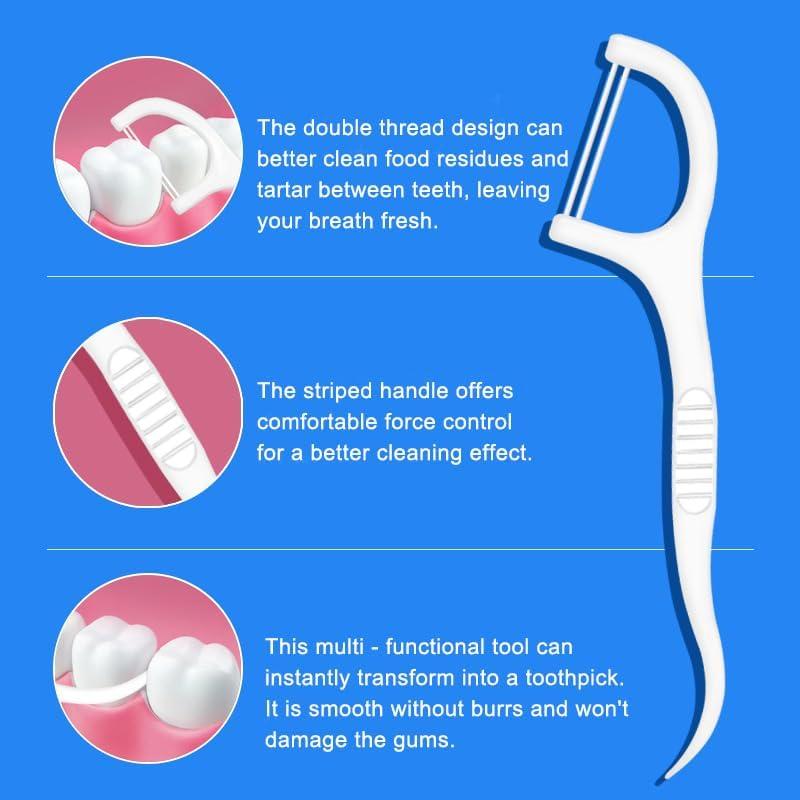 Palillos de Hilo Dental Doble Hilo KAIMAY 400 Pcs Higiene Oral