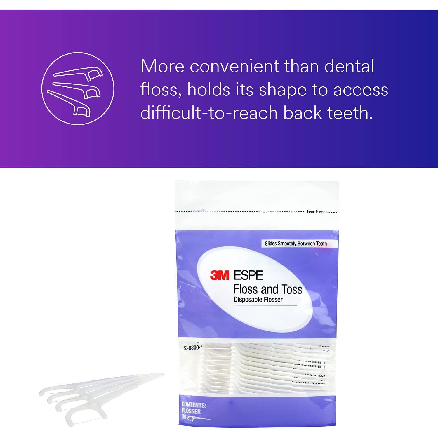 Hilo Dental Desechable 3M Floss and Toss - Paquete 30 Unidades