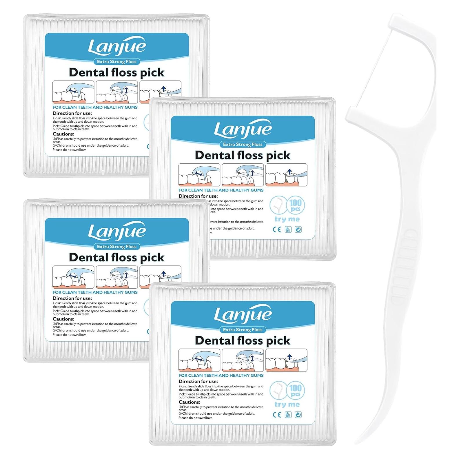 Palillos de Hilo Dental Lanjue 400 Piezas en 4 Estuches