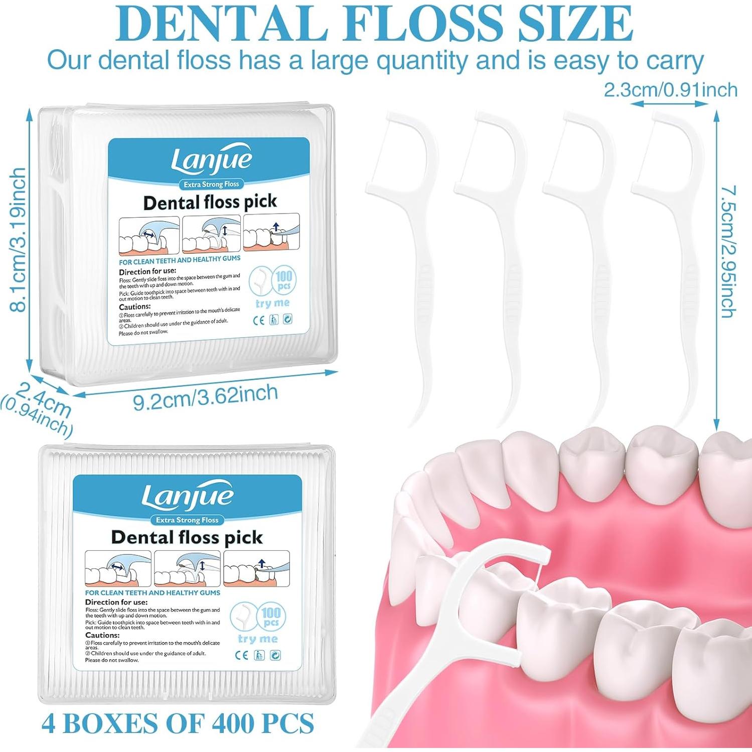 Palillos de Hilo Dental Lanjue 400 Piezas en 4 Estuches
