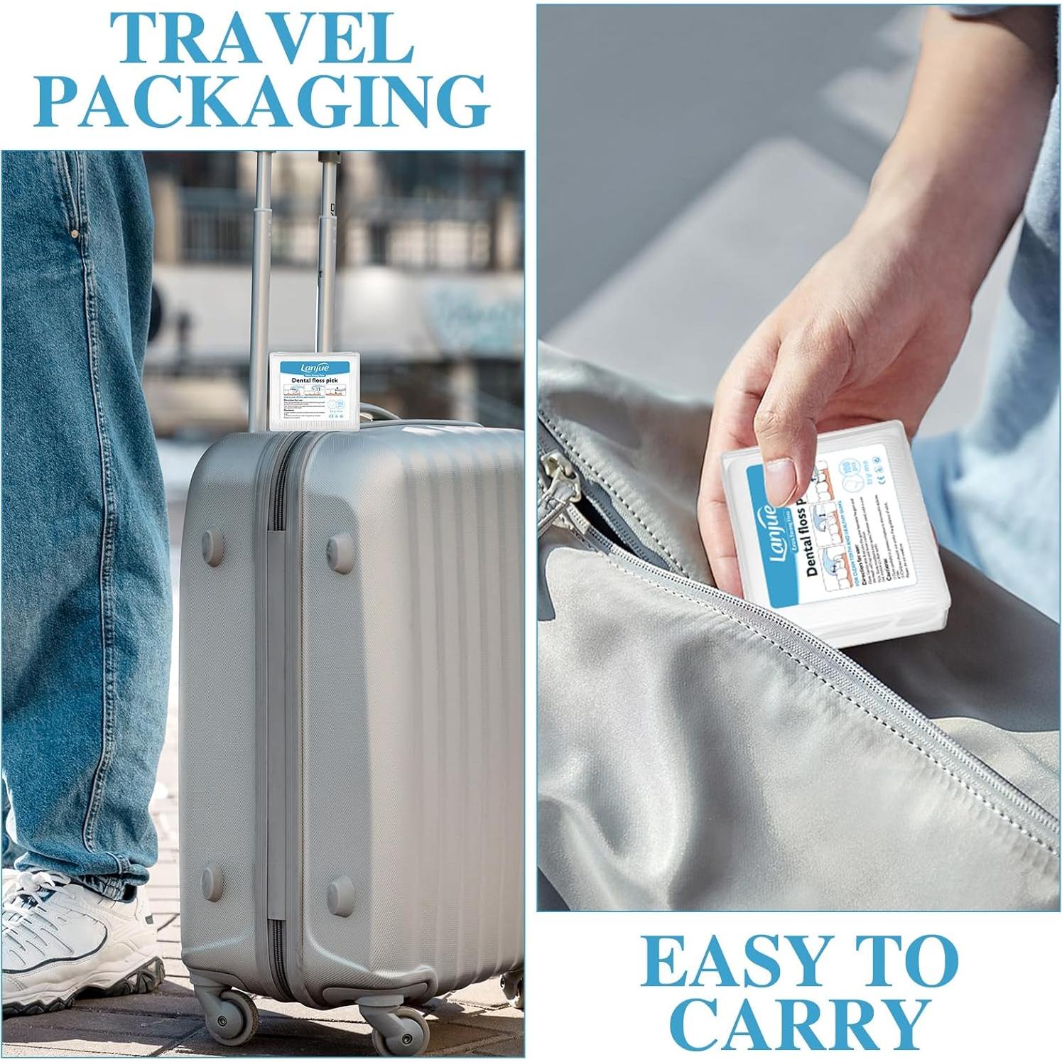 Palillos de Hilo Dental Lanjue 400 Piezas en 4 Estuches