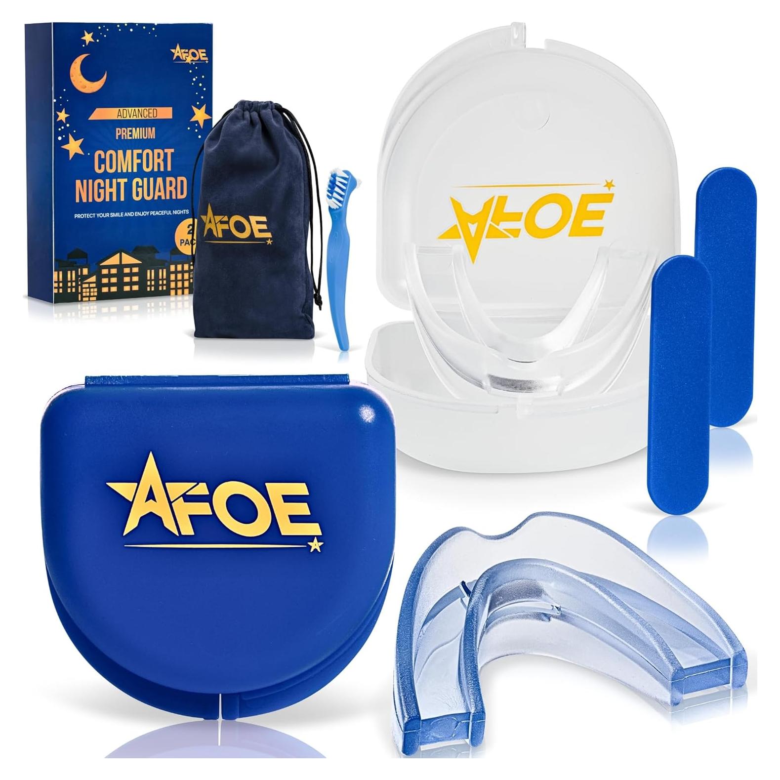 Protectores Nocturnos AFOE para Bruxismo - Doble Moldeo, 2 Unidades