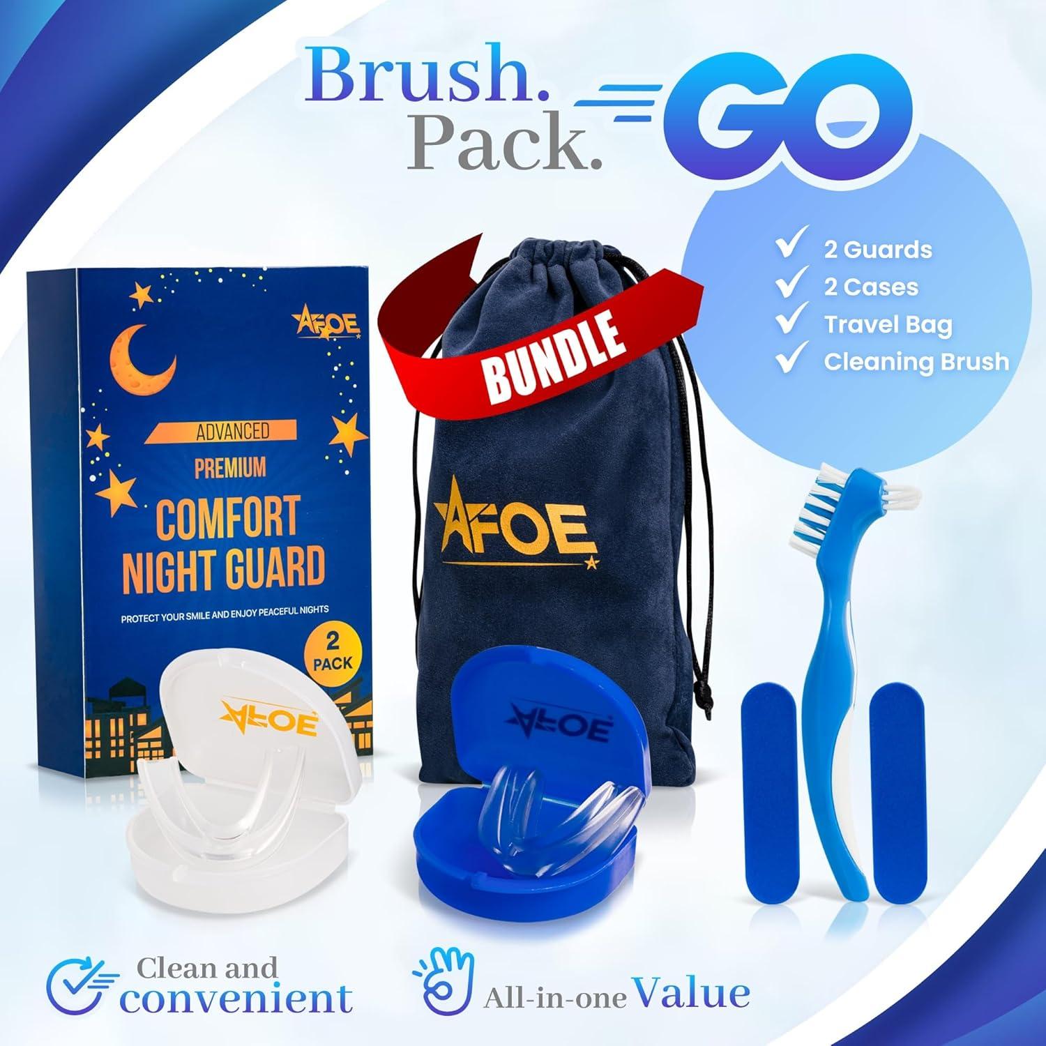 Protectores Nocturnos AFOE para Bruxismo - Doble Moldeo, 2 Unidades