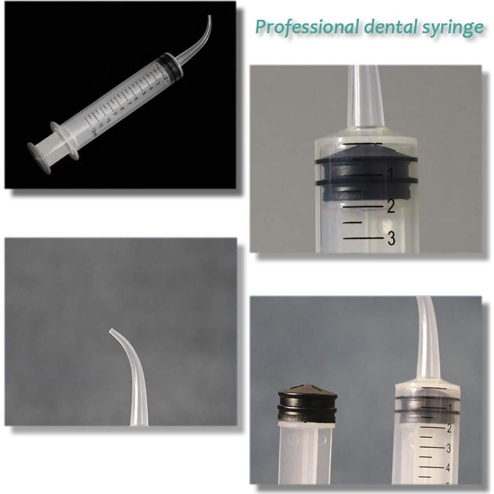 Paquete de 20 Jeringas Dentales Desechables 12ml Punta Curvada