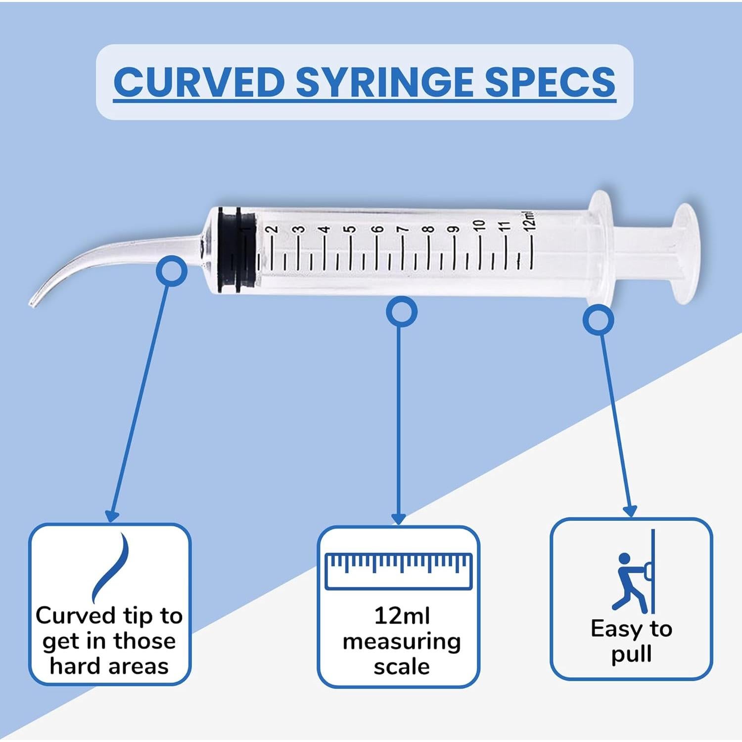 Jeringas de Irrigación Curvada 12cc Genco Dental - Paquete de 6