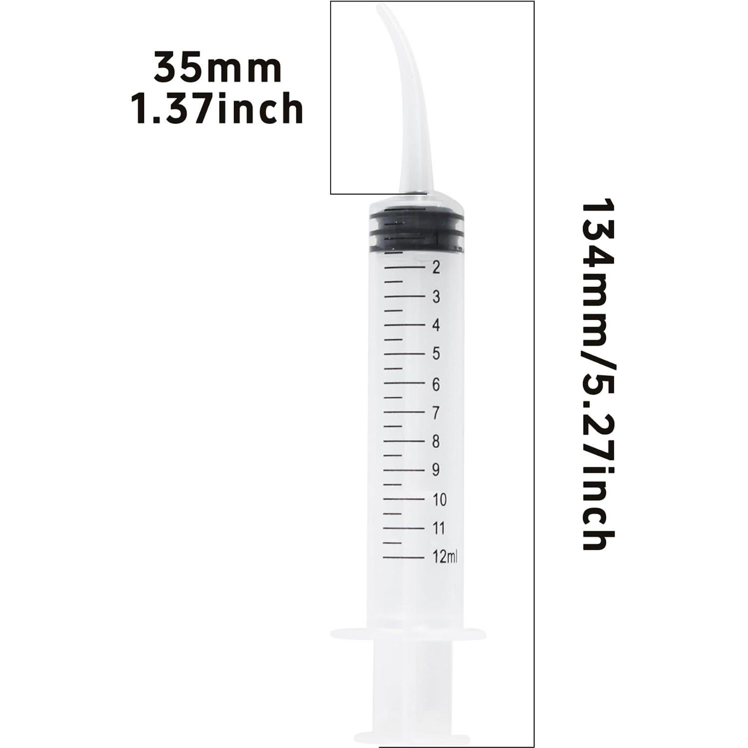 10 Jeringas de Irrigación Dental AUXBC 12cc Punta Curvada
