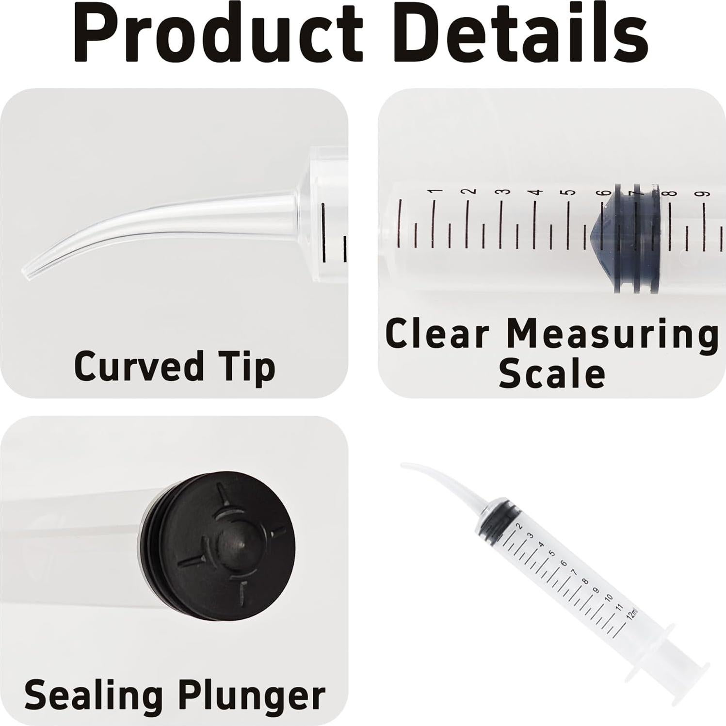 10 Jeringas de Irrigación Dental AUXBC 12cc Punta Curvada