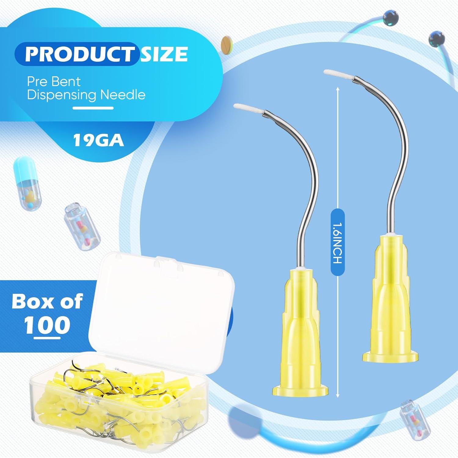 100 Agujas Dobladas Desechables 19G Threlaco con Cepillo