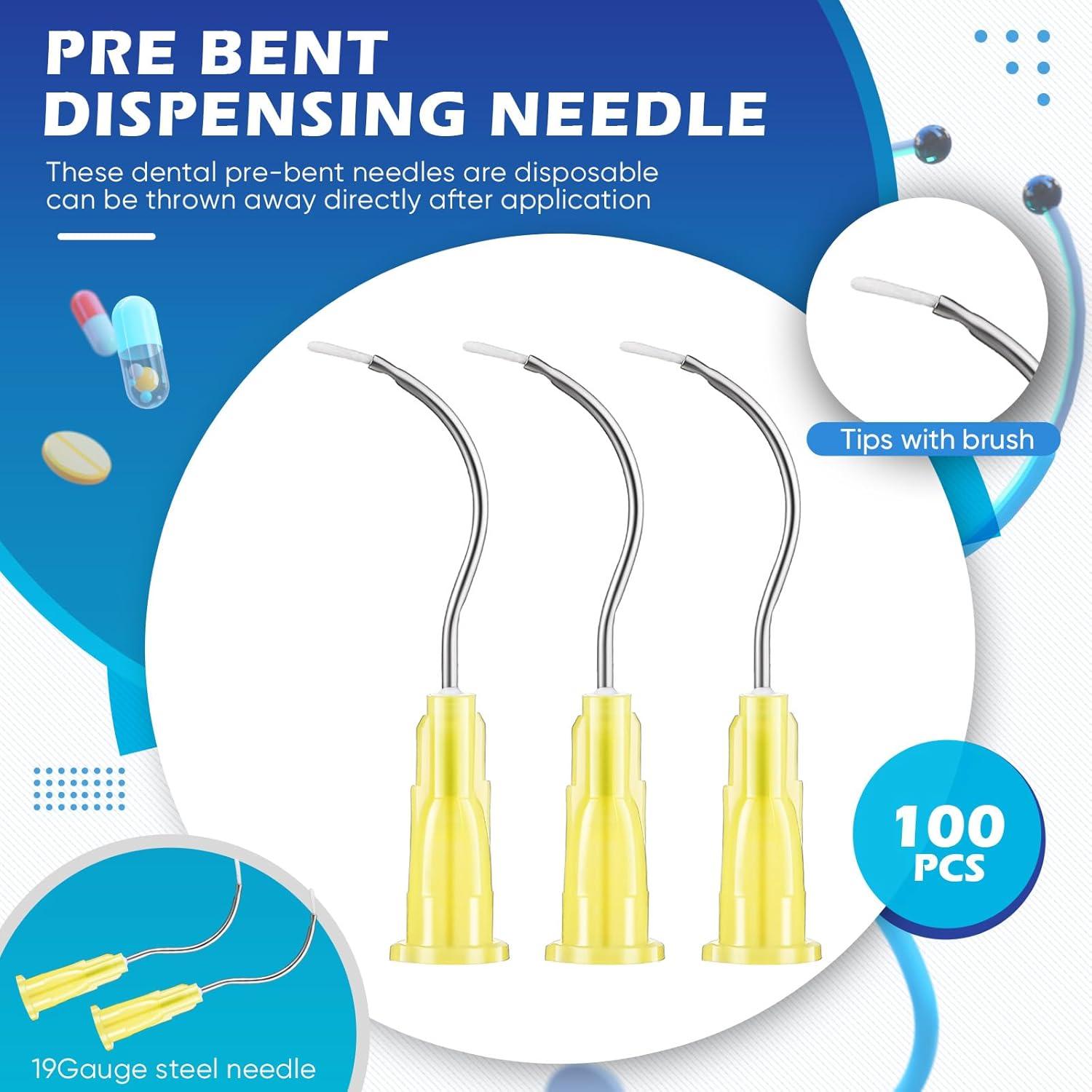 100 Agujas Dobladas Desechables 19G Threlaco con Cepillo