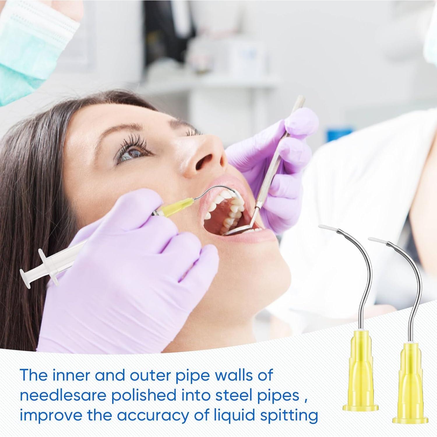 100 Agujas Dobladas Desechables 19G Threlaco con Cepillo