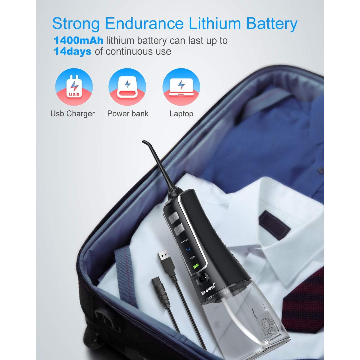 Irrigador Dental Inalámbrico Nicefeel FC2561 - 300ml, 3 Modos