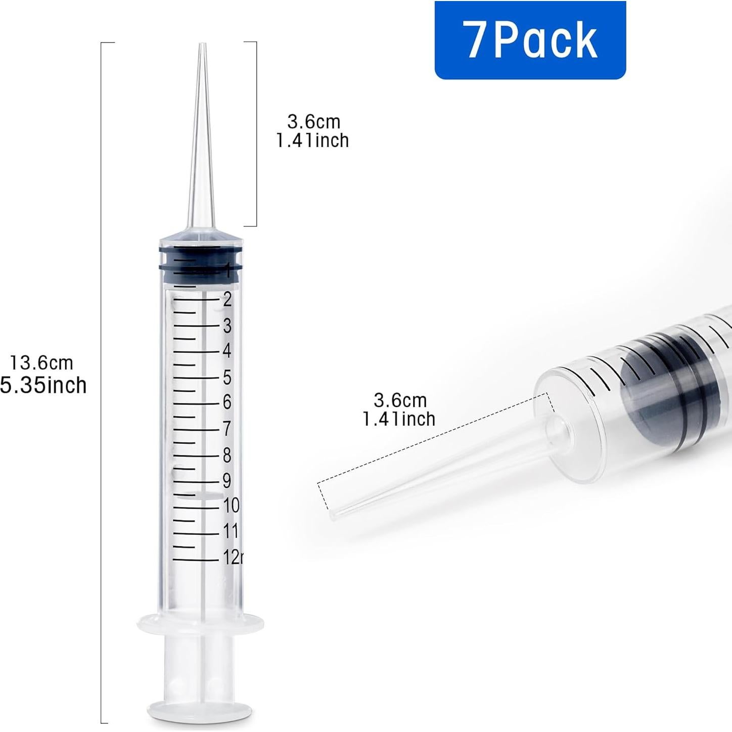 Paquete de 7 Jeringas Dentales BHOWISK 12ml Punta Recta