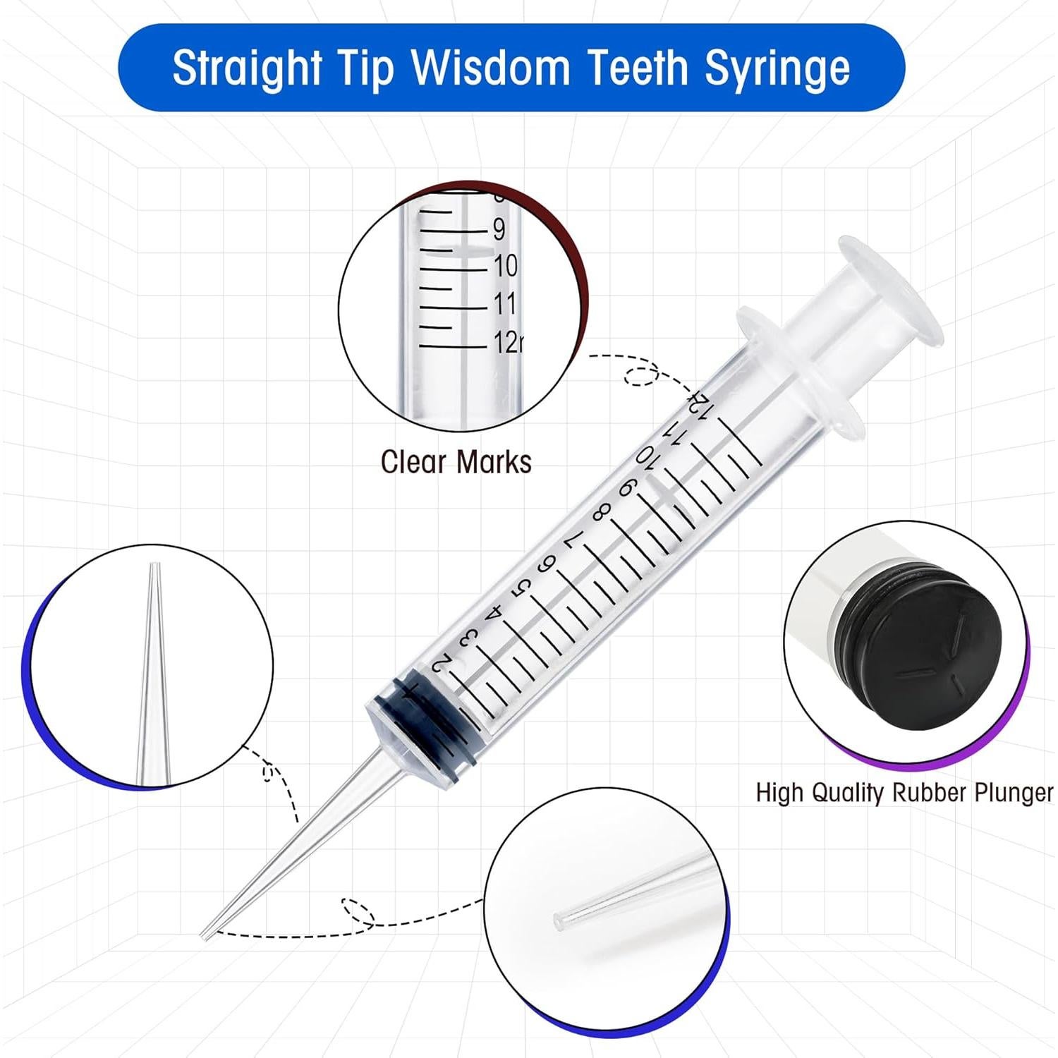 Paquete de 7 Jeringas Dentales BHOWISK 12ml Punta Recta