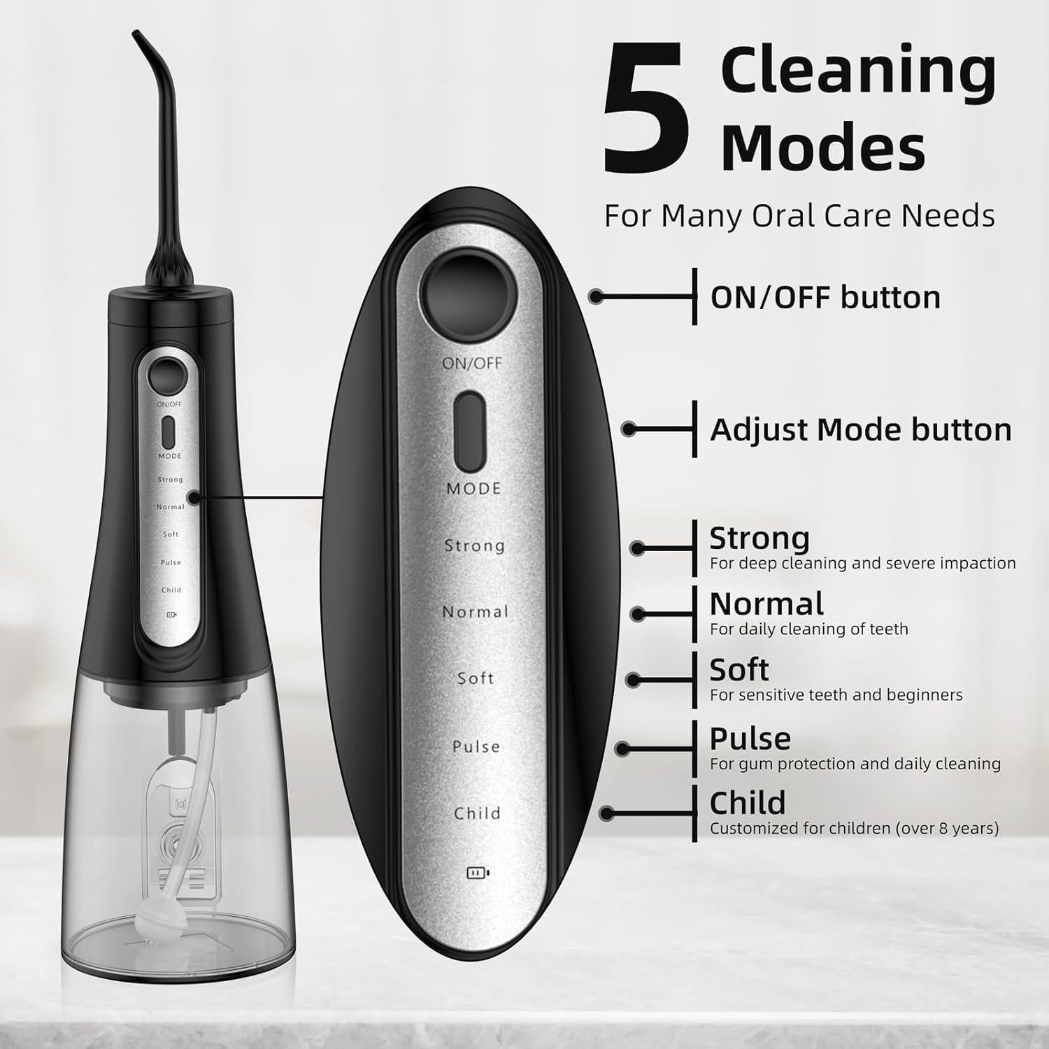 Irrigador Oral Recargable SESATOOK AOW11 IPX7 350ML 5 Modos