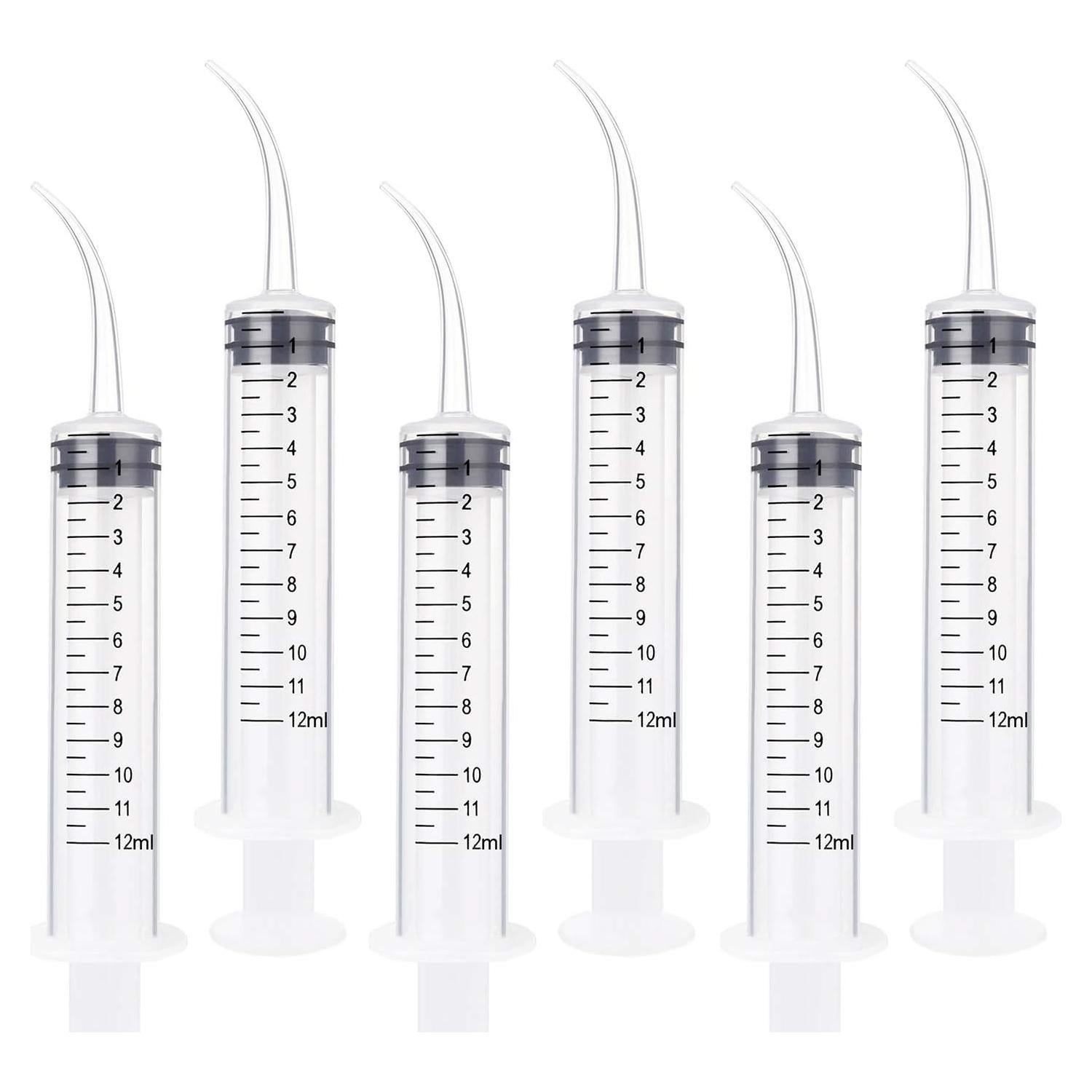 Benvo Paquete de 6 Jeringas Dentales Desechables 12ml Punta Curvada