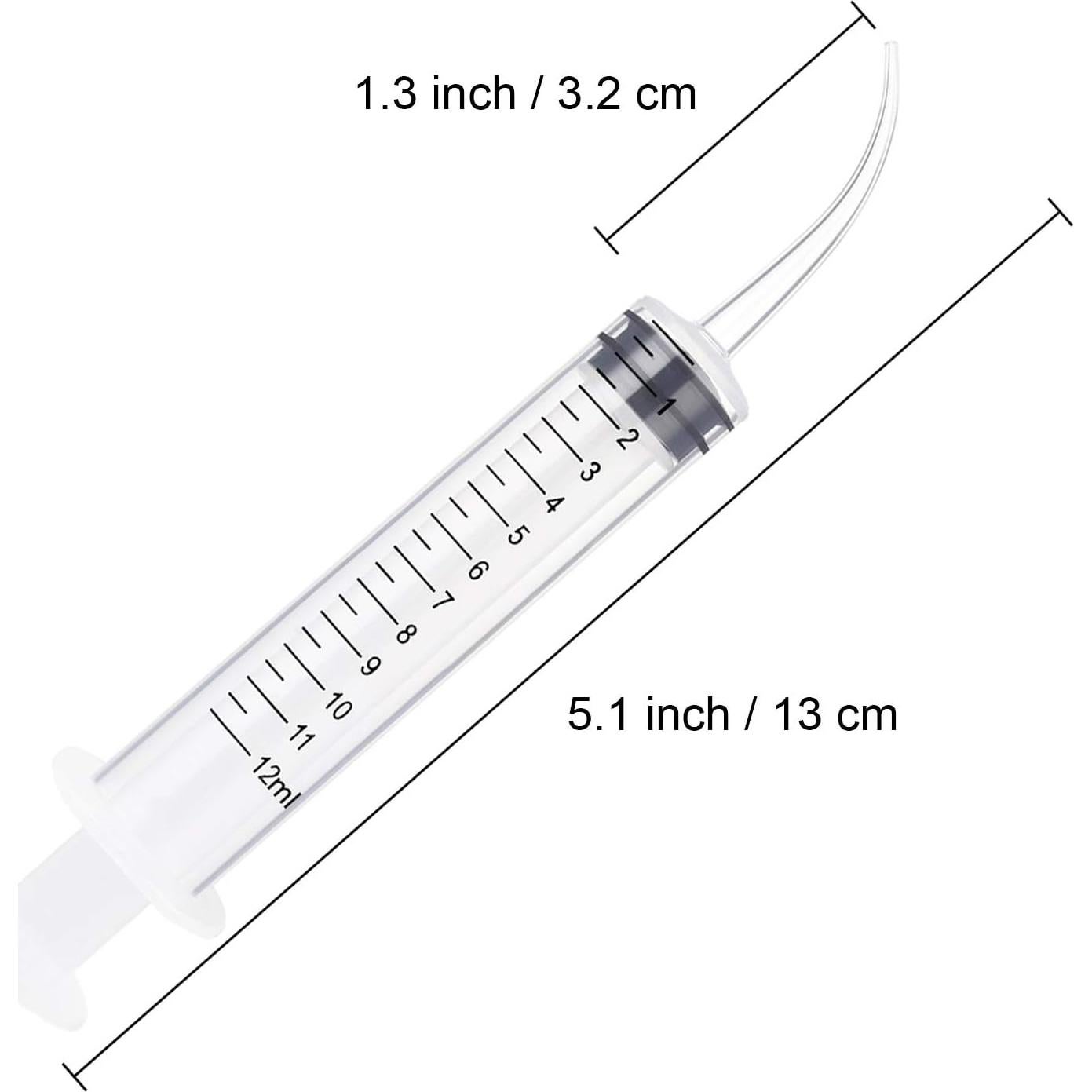 Benvo Paquete de 6 Jeringas Dentales Desechables 12ml Punta Curvada