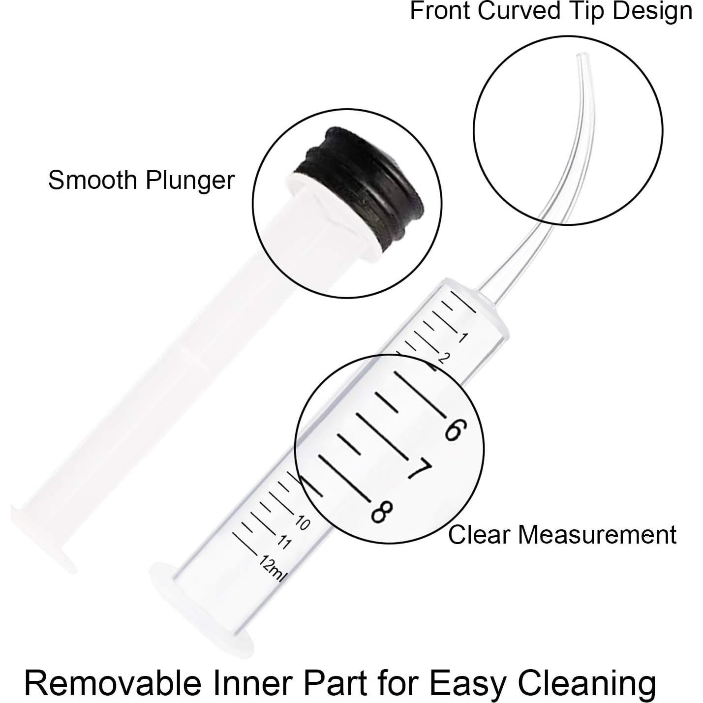 Benvo Paquete de 6 Jeringas Dentales Desechables 12ml Punta Curvada
