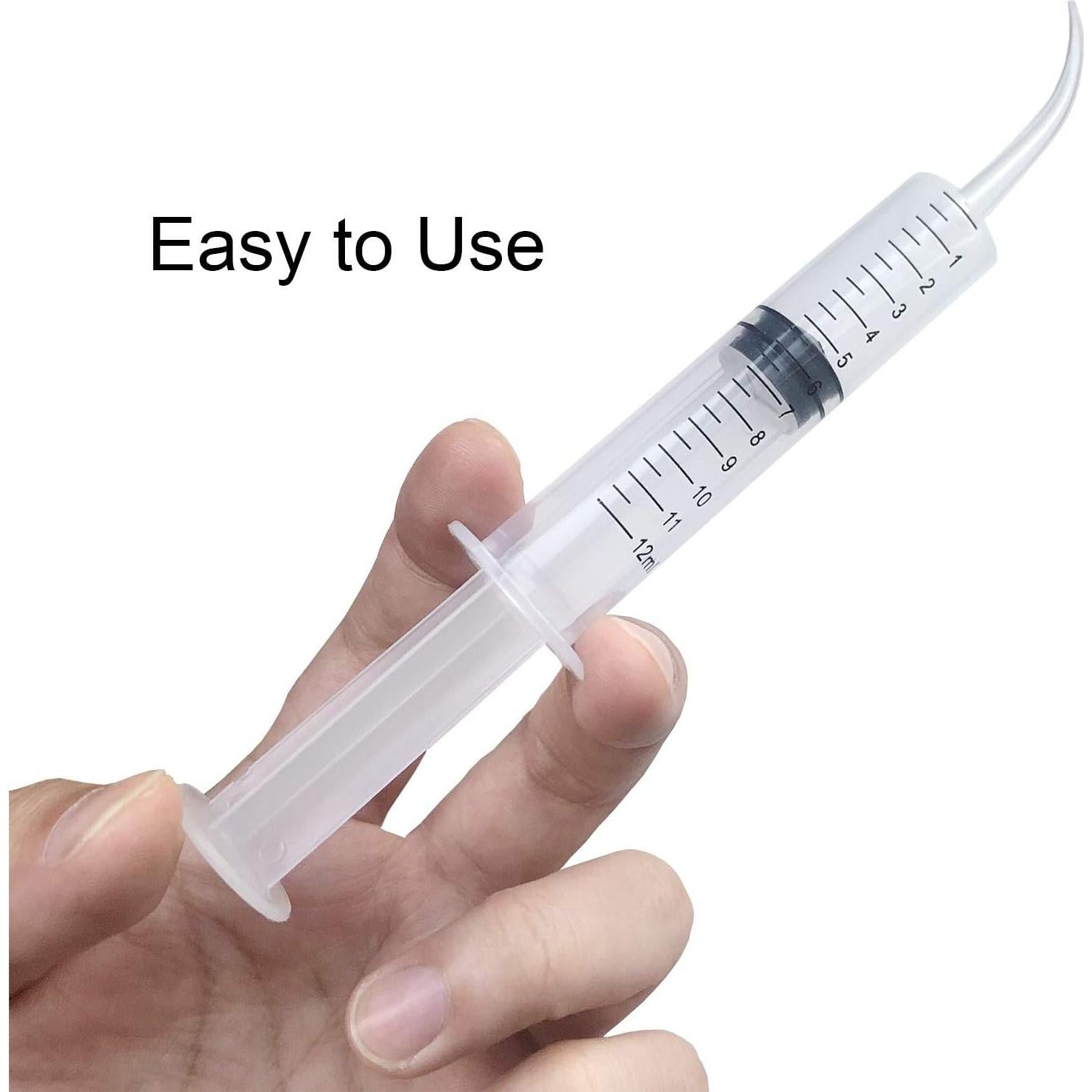 Benvo Paquete de 6 Jeringas Dentales Desechables 12ml Punta Curvada