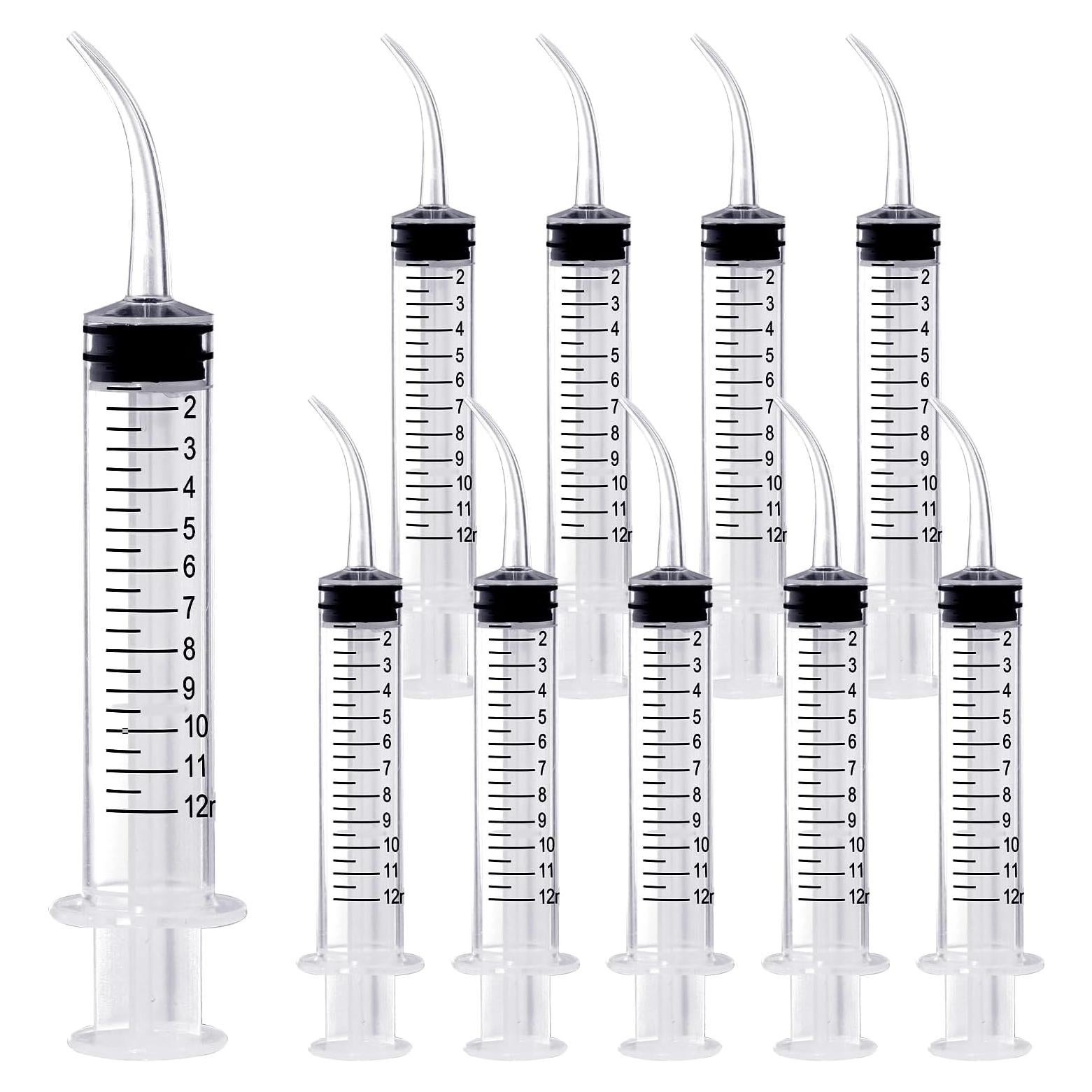 Jeringa Dental Estéril 12ml Vaokin con Punta Curvada - Paquete de 10