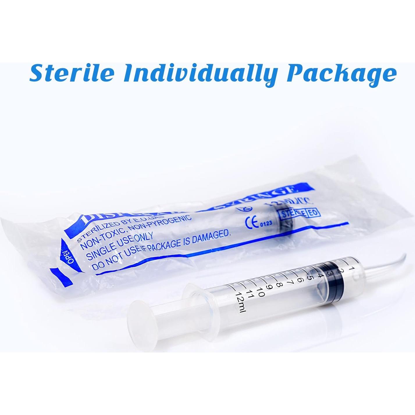 Jeringa Dental Estéril 12ml Vaokin con Punta Curvada - Paquete de 10