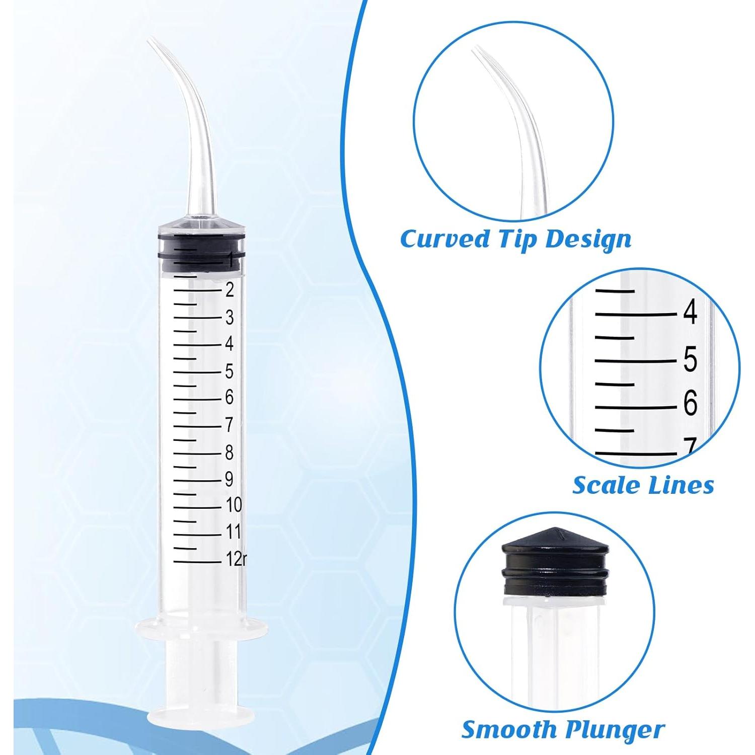 Jeringa Dental Estéril 12ml Vaokin con Punta Curvada - Paquete de 10