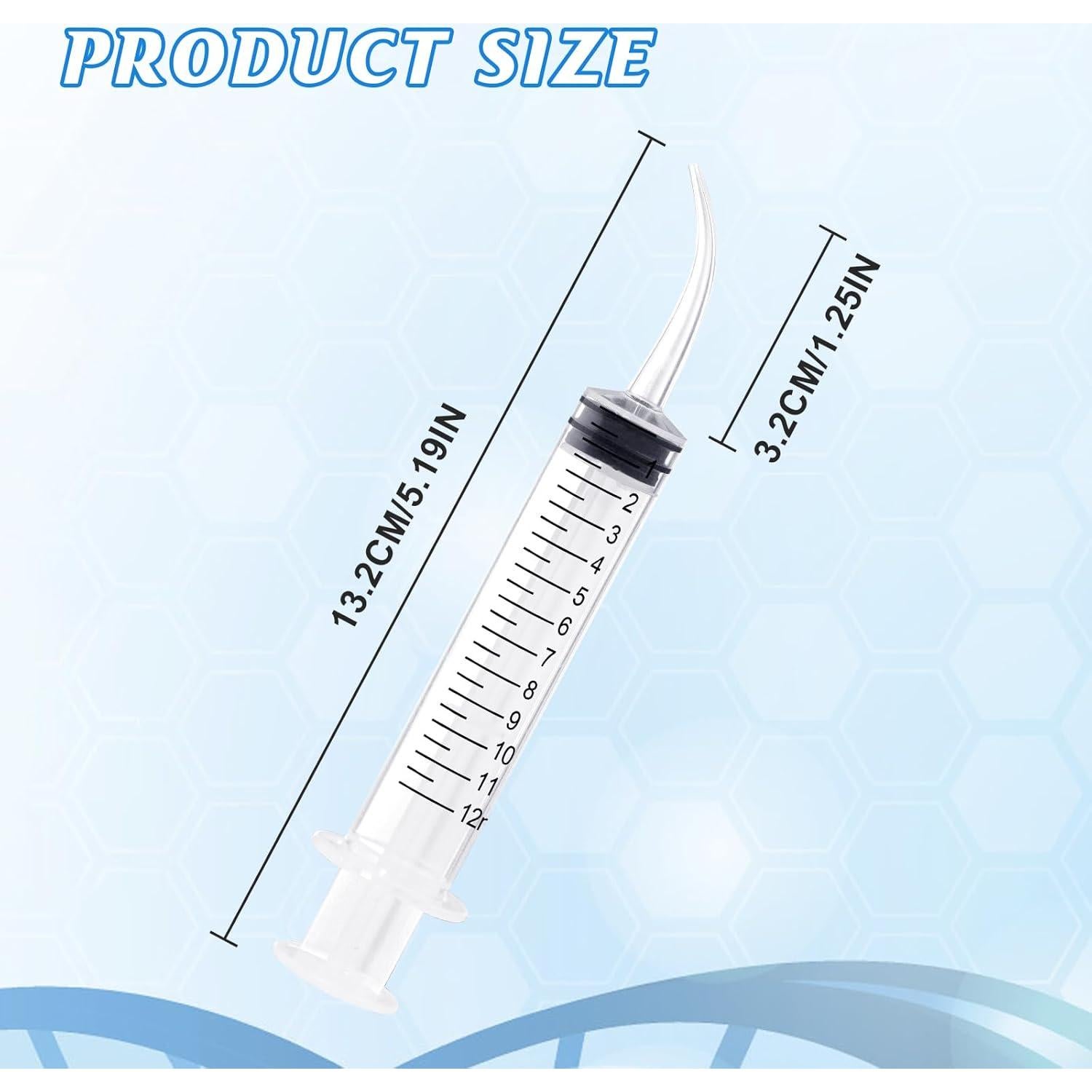 Jeringa Dental Estéril 12ml Vaokin con Punta Curvada - Paquete de 10