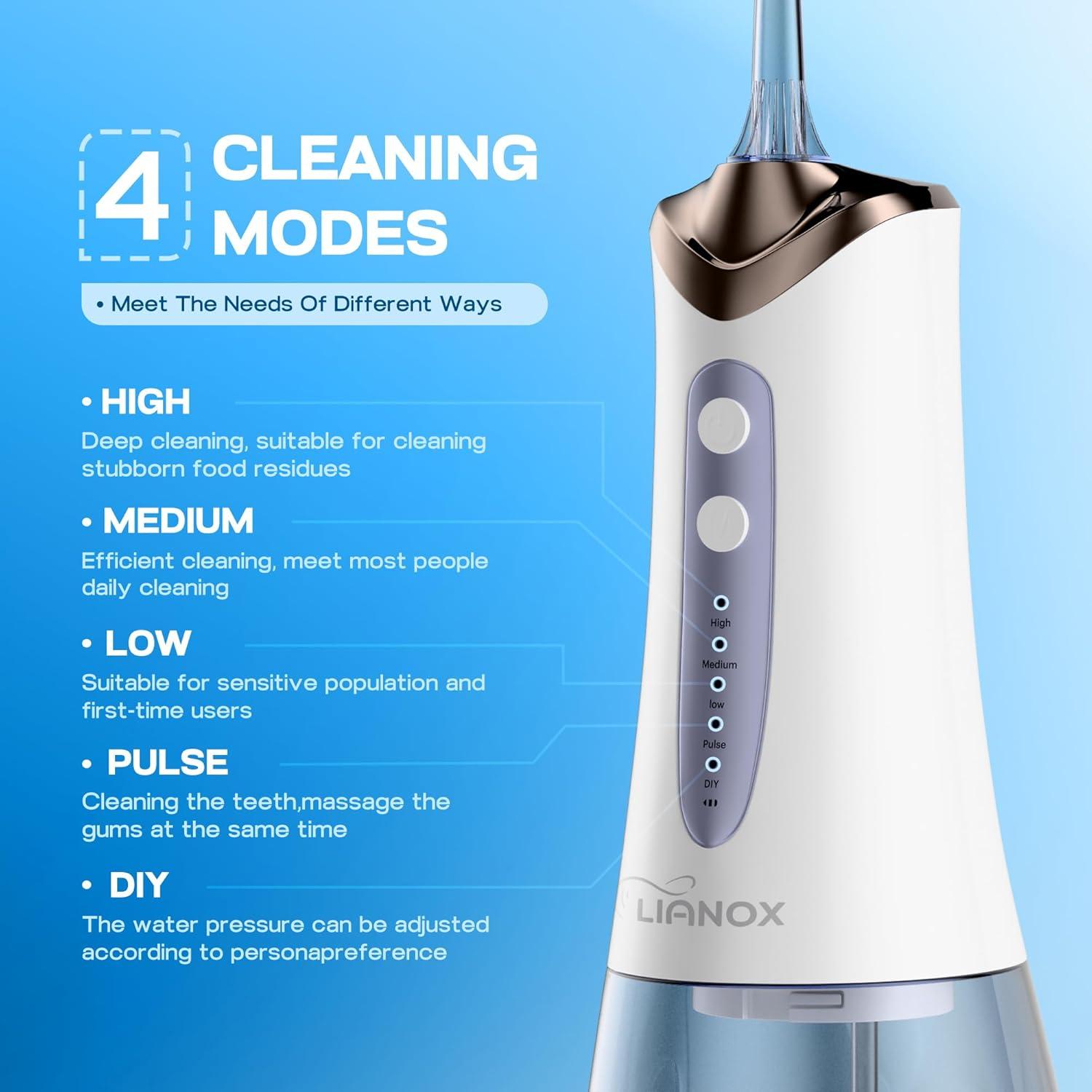 Irrigador Oral Inalámbrico Lianox LX-WF01 300ML 5 Modos IPX7