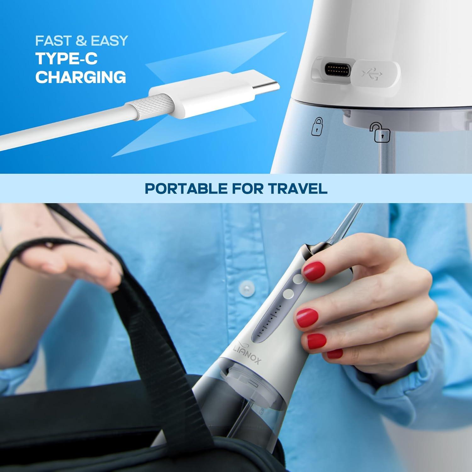 Irrigador Oral Inalámbrico Lianox LX-WF01 300ML 5 Modos IPX7