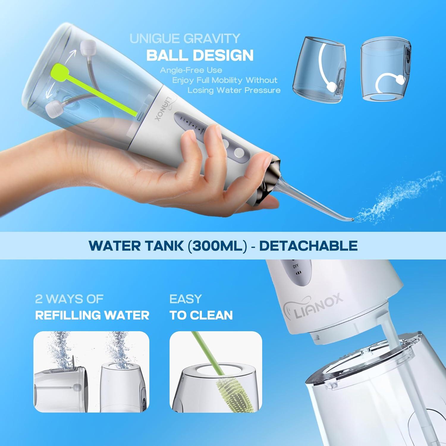 Irrigador Oral Inalámbrico Lianox LX-WF01 300ML 5 Modos IPX7