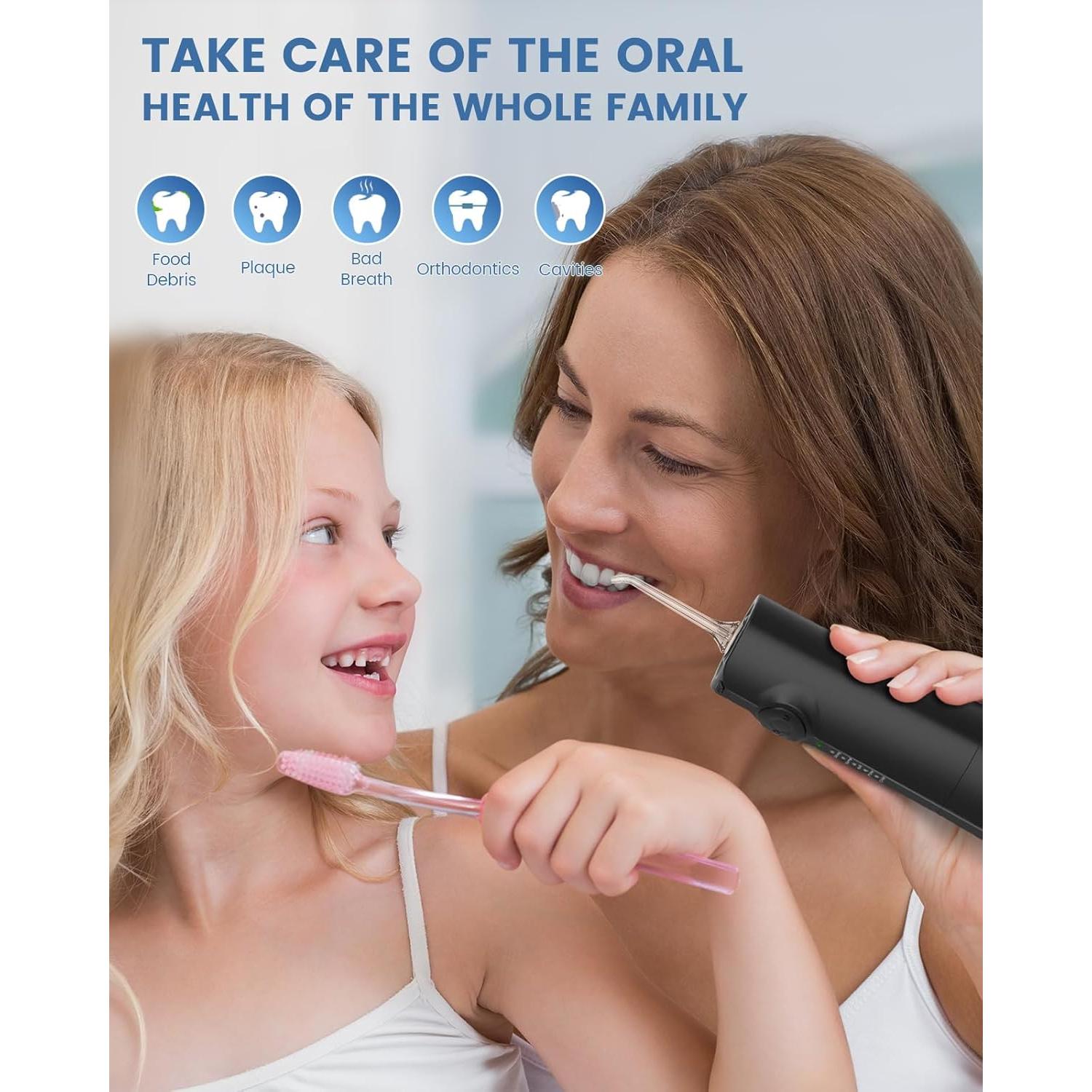 Irrigador Oral Inalámbrico AUIEI 300ml 5 Modos 9 Puntas Negro