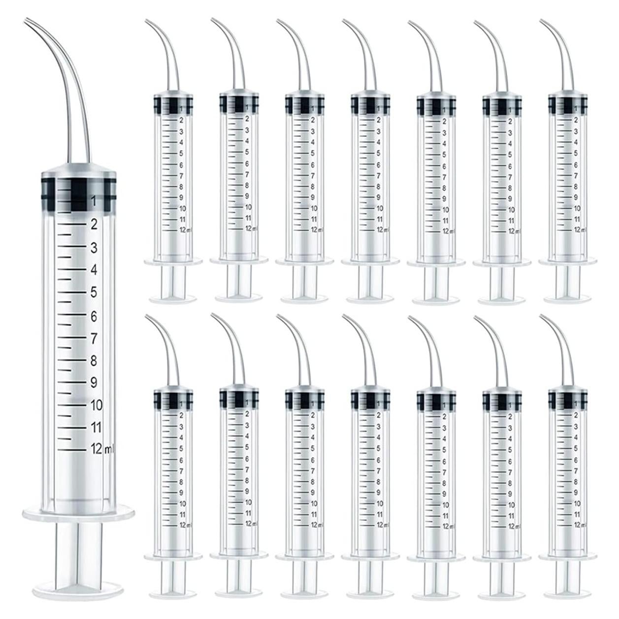 Jeringas de Plástico TIHOOD 12ml 15PCS Punta Curvada