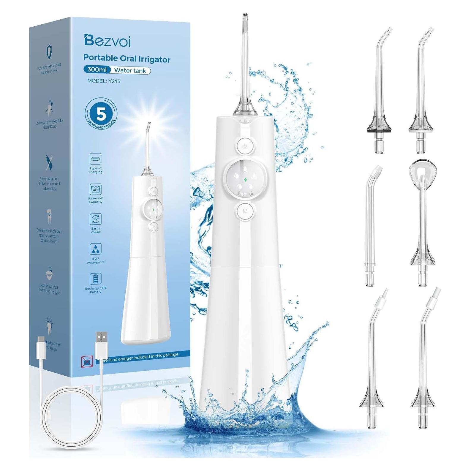 Irrigador Oral Inalámbrico Bezvoi Y215, 300ml, 5 Modos, IPX7