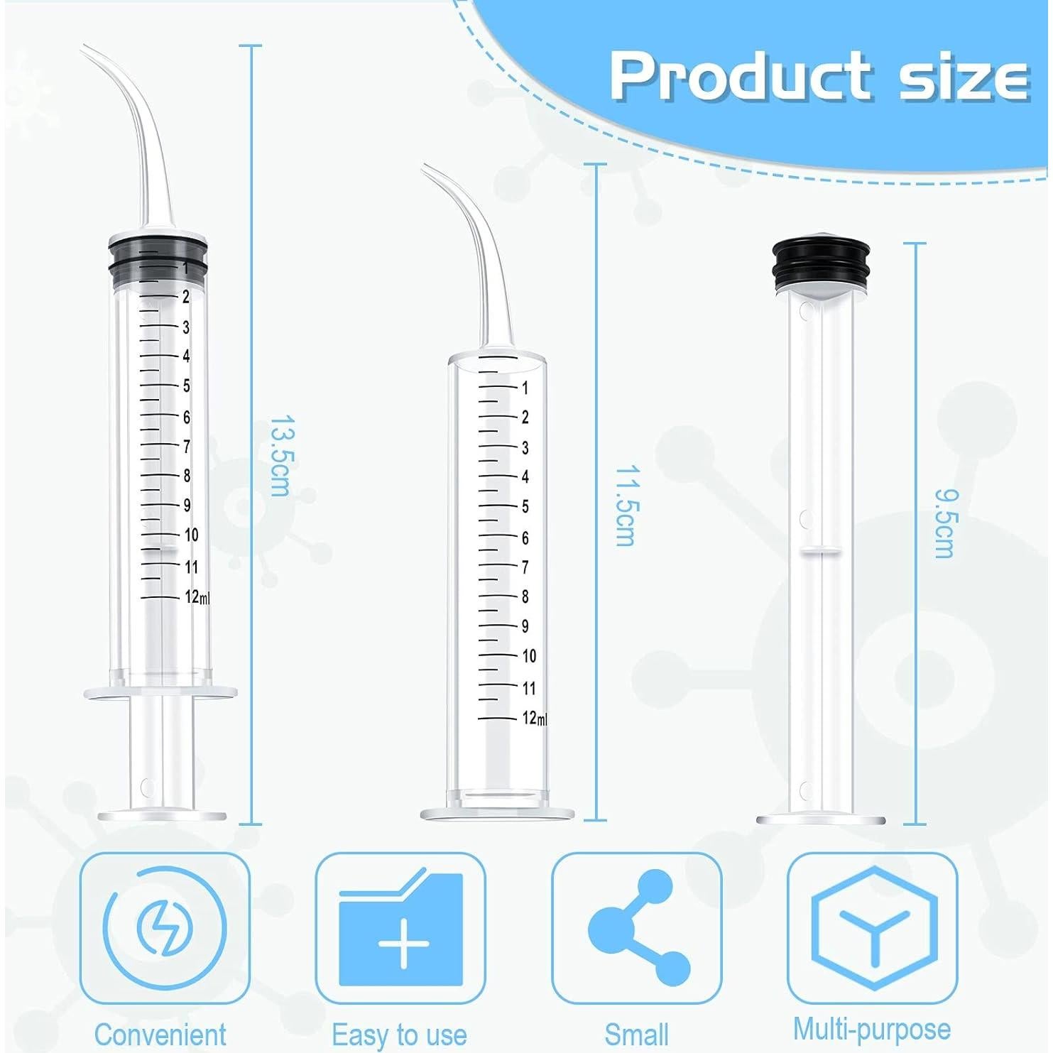 Jeringa Dental Desechable Konohan 12ml 50 Piezas Punta Curvada